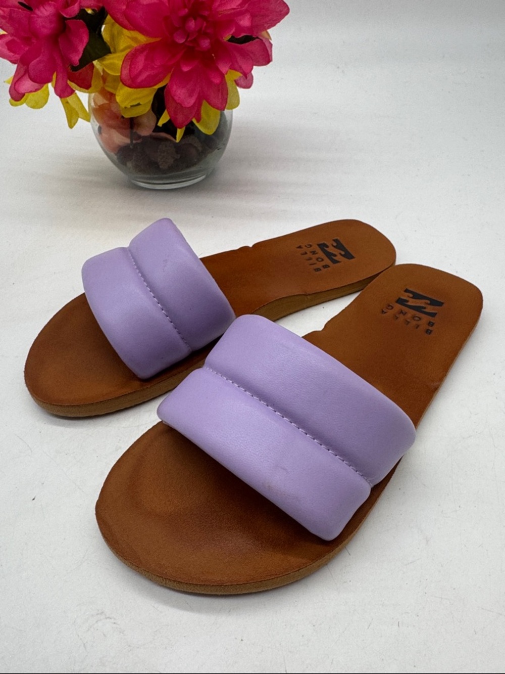 Billabong Lavender Padded Slide Sandals for Women Size 6 MCS9909P